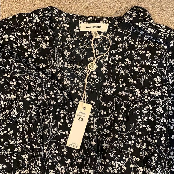 Max Studio / Black Floral Midi Dress NWT - Picture 3 of 4